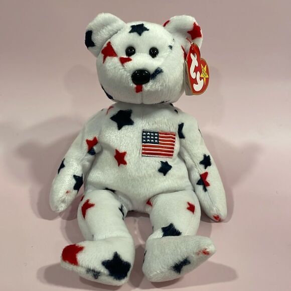 1998 Original Beanie Baby Glory the American Bear 9” tall Excellent Condition - Picture 1 of 10